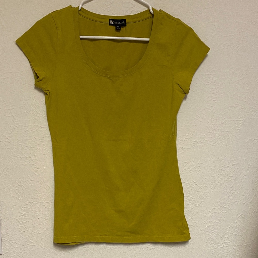 Valerie Bertinelli Olive Short Sleeve Scoop Neck Tee